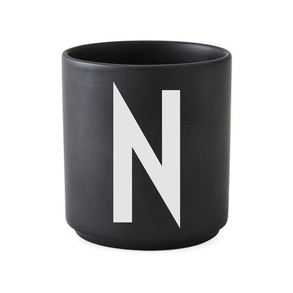 Alphabet N fekete porcelánbögre, 250 ml - Design Letters