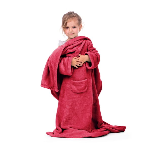 Lazykids piros gyermek TV-nézős takaró ujjakkal - DecoKing-image-2