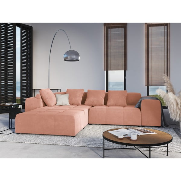 Rózsaszín bársony háttámla moduláris kanapéhoz Rome Velvet - Cosmopolitan Design-image-4
