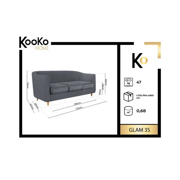 Glam sötétzöld kanapé, 175 cm - Kooko Home-image-1
