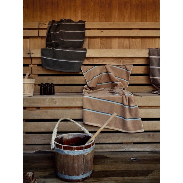 Fekete-világosszürke pamut fürdőlepedő 70x140 cm Sauna – Zone-image-2