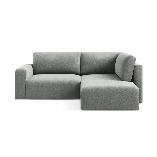 Szürke zsenília kinyitható-tárolóhelyes sarokkanapé (jobb oldali-L alakú) Kona – Makamii