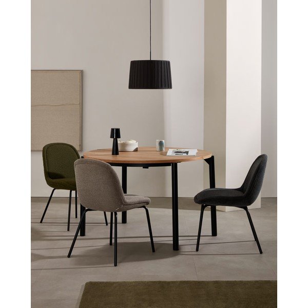 Kerek bővíthető étkezőasztal tölgyfa dekorral ø 120 cm Montuiri – Kave Home-image-1