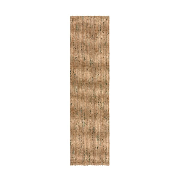 Zöld-natúr színű kétoldalas-kézi szövésű juta futószőnyeg 60x230 cm Jute Boucle Green – Flair Rugs