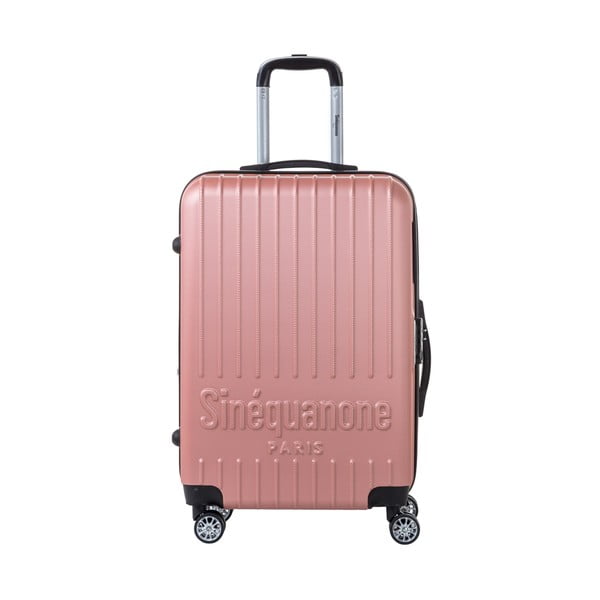 Chandler világos rózsaszín gurulós utazó bőrönd számzárral, 71 l - SINEQUANONE