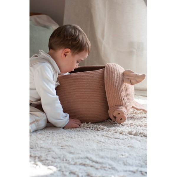 Világos rózsaszín textil játéktároló kosár ø 32x30 cm Peggy the Pig – Lorena Canals-image-3