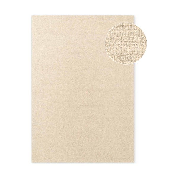 Bézs kézi szövésű gyapjú szőnyeg 140x200 cm Puristic Knots – Elle Decoration