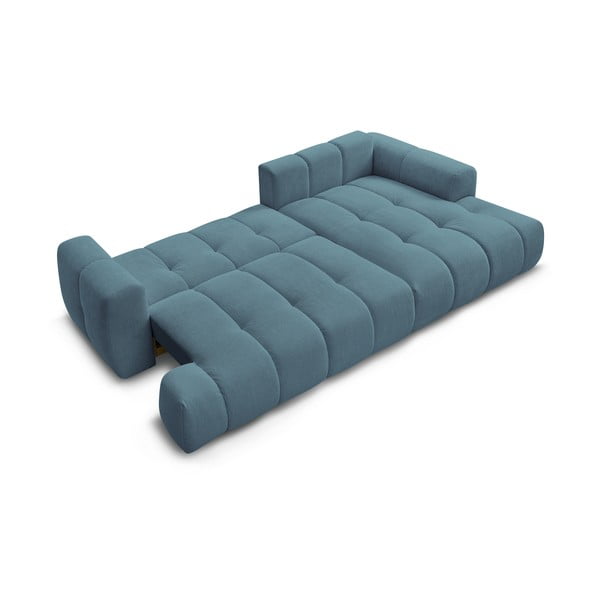 Kék kinyitható-tárolóhelyes sarokkanapé (jobb oldali-heverő résszel) Fuji – Bobochic Paris-image-4