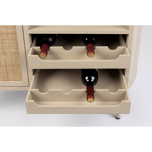 Krémszínű rattan bortartó szekrény, palackok száma 8, 90x100 cm Amaya – White Label-image-1