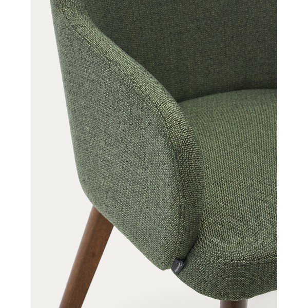 Sötétzöld kárpitozott karfás étkezőfotel Nelida – Kave Home-image-3