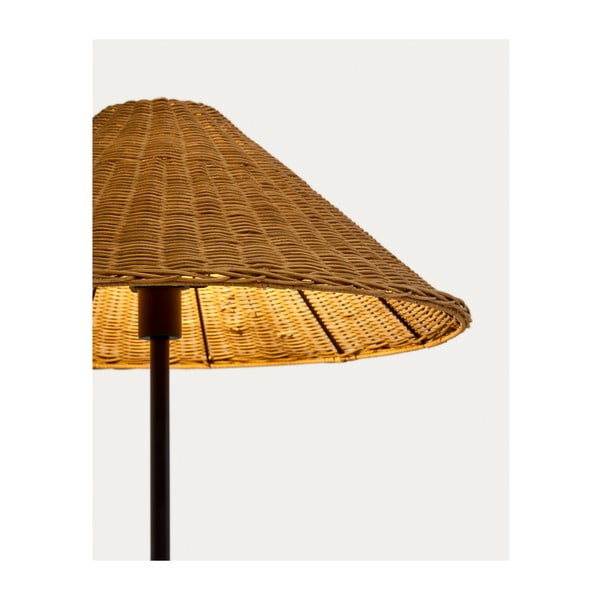 Fekete-natúr színű állólámpa rattan búrával (magasság 154 cm) Urania – Kave Home-image-2