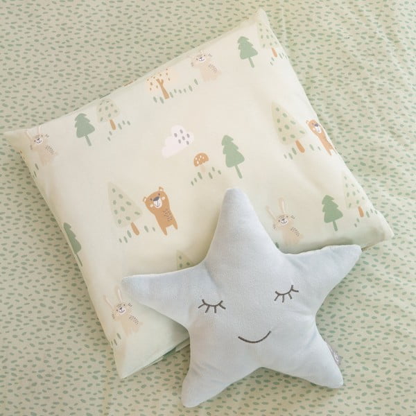 Világoszöld pamut gyerek ágyneműhuzat babaágyhoz 80x80 cm Woodland Buddies – Roba-image-4