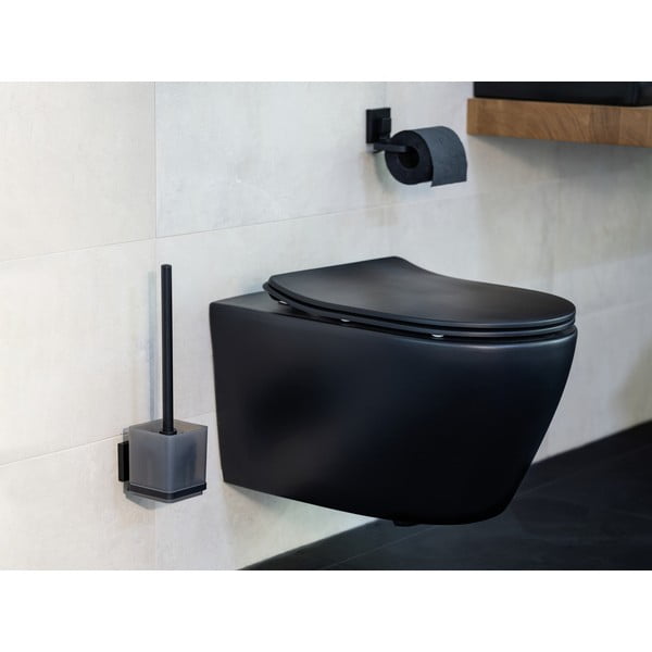 Fekete öntapadós műanyag WC-kefe Quadro – Wenko-image-2