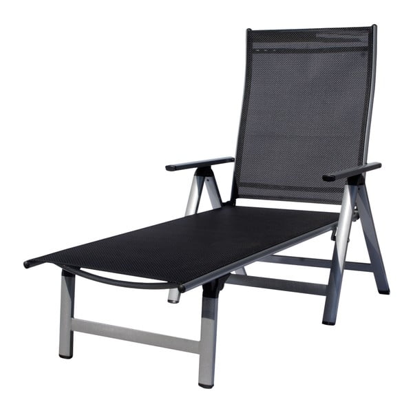 Fekete-szürke fém összecsukható kerti napozóágy London – Sun Garden-image-2