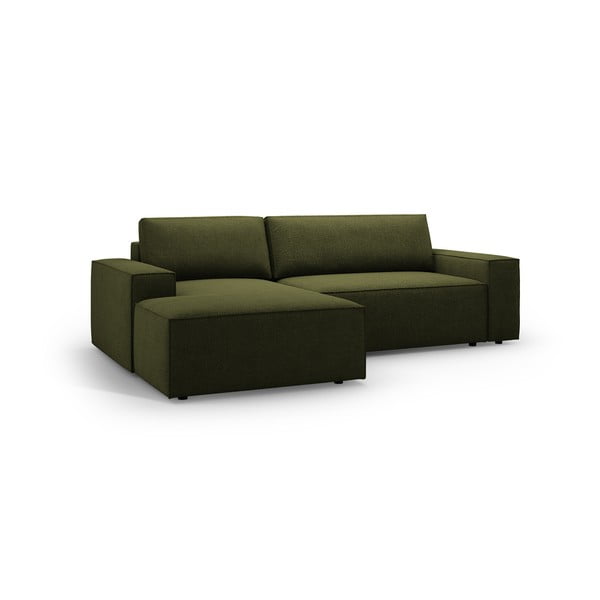 Sötétzöld buklé kinyitható sarokkanapé (bal oldali) Jodie – Micadoni Home-image-2