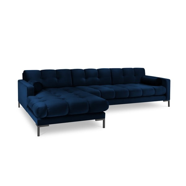 Bali sötétkék bársony sarokkanapé, bal oldali - Cosmopolitan Design-image-2