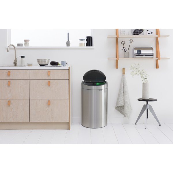 Matt ezüstszínű acél szelektív-érintésre nyíló szemetes 33 l Touch Bin Recycle – Brabantia-image-1