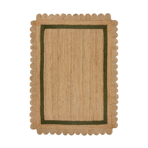 Sötétzöld-natúr színű kézi szövésű juta szőnyeg 160x230 cm Grace Green – Flair Rugs