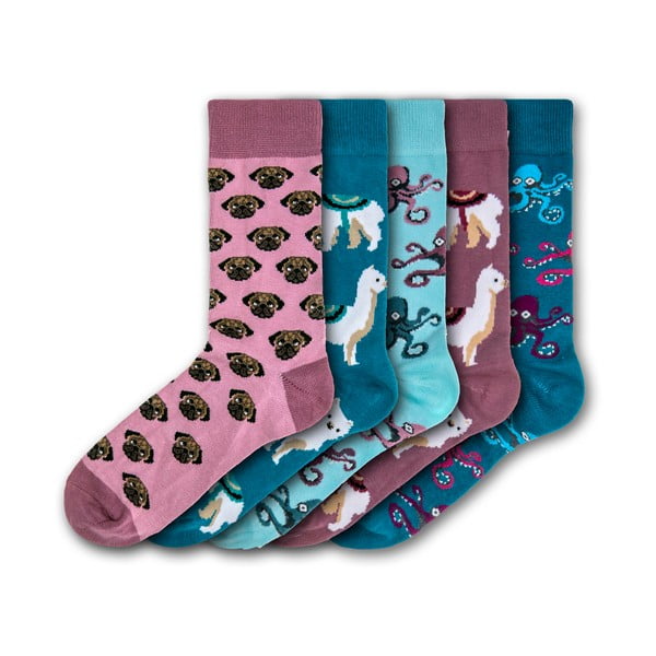Animal Lover 5 pár színes zokni, méret 35 - 39 - Funky Steps