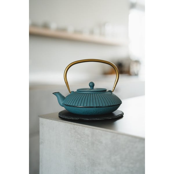 Kék öntöttvas teáskanna 1,1 l Linhai – Bredemeijer-image-1