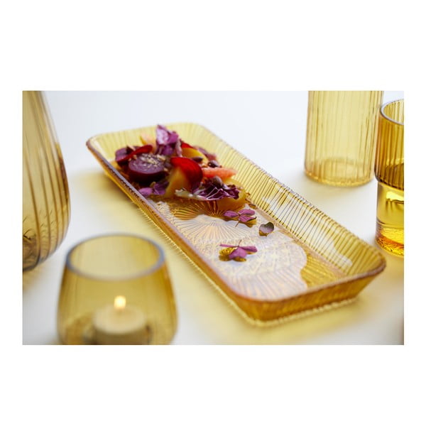 Narancssárga üveg szervírozó tányér 14x38 cm Kusintha – Bitz-image-4