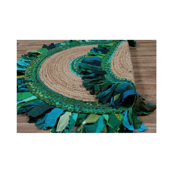 Verde kerek szőnyeg jutából és pamutból, ⌀ 120 cm - Eco Rugs-image-1