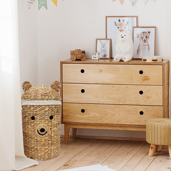 Natúr színű vízijácint játéktároló kosár ø 30x56 cm Bear – Compactor-image-1