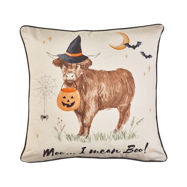 Díszpárna Halloween mintával 45x45 cm Halloween Highland Cow – Catherine Lansfield