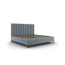 Világoskék kárpitozott ágyneműtartós franciaágy ágyráccsal 160x200 cm Casey – Mazzini Beds