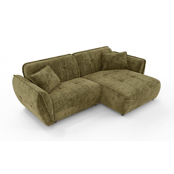 Zöld zsenília sarokkanapé (jobb oldali-heverő résszel) Nelia – Ropez-image-2