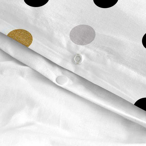 Fehér egyszemélyes pamut paplanhuzat 140x200 cm Golden dots – Blanc-image-4