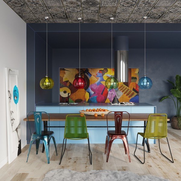 Kék függőlámpa üveg búrával ø 30 cm Bilbao – Sollux-image-3