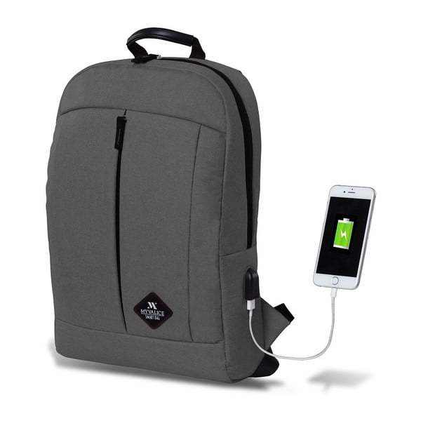 GALAXY Smart Bag szürke hátizsák USB csatlakozóval - My Valice