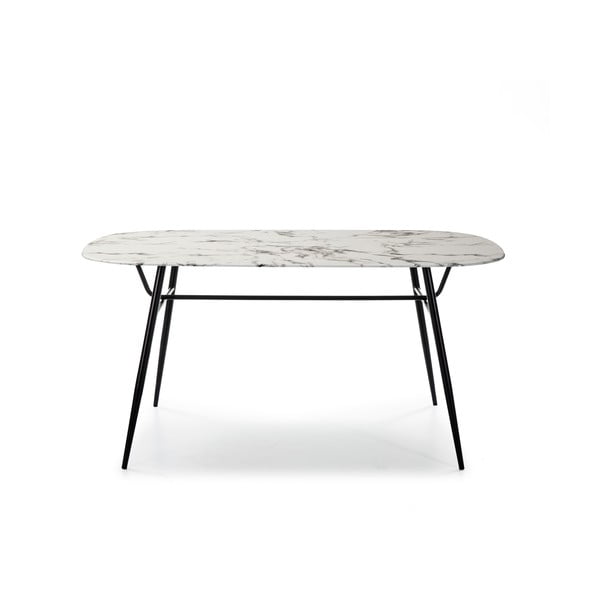 Alina fehér étkezőasztal márvány dekoros üveglappal - Marckeric-image-2