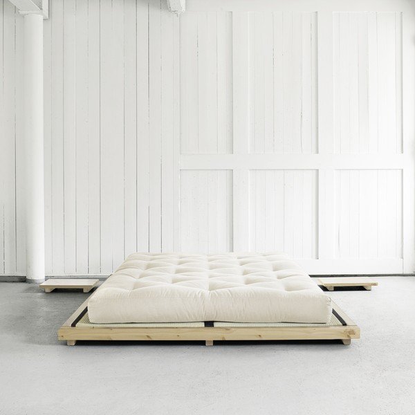 Dock Double Latex Natural Clear/Natural borovi fenyőfa franciaágy matraccal és tatamival, 160 x 200 cm - Karup Design-image-1