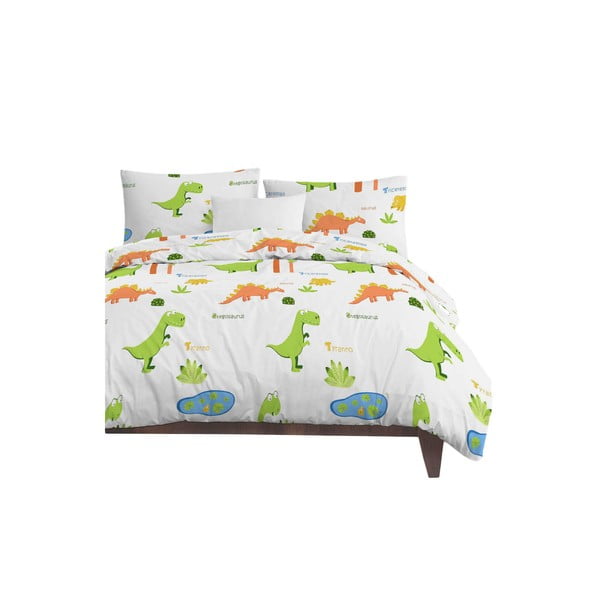 Fehér egyszemélyes gyerek ágyneműhuzat 140x200 cm Dinolar – Mijolnir