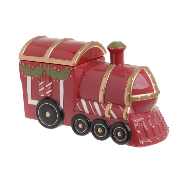 Train karácsonyi kerámia keksztartó fedővel - InArt