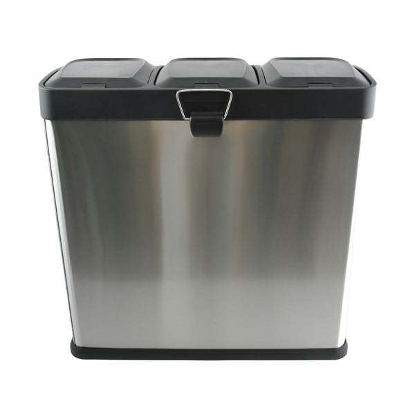 Matt ezüstszínű acél szelektív pedálos szemetes 3x20 l   Tri Selectif – MSV-image-4