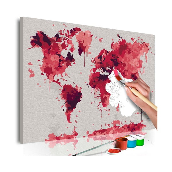 Watercolor Map DIY készlet, saját vászonkép festése, 60 x 40 cm - Artgeist