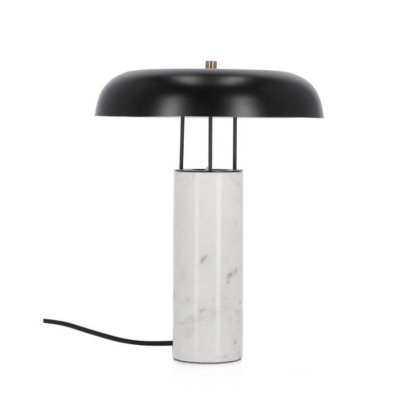 Fekete-fehér márvány asztali lámpa fém búrával (magasság 33 cm) Kaithal – Bizzotto