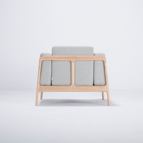 Fawn tölgyfa fotel kékesszürke szövet ülőrésszel - Gazzda-image-4