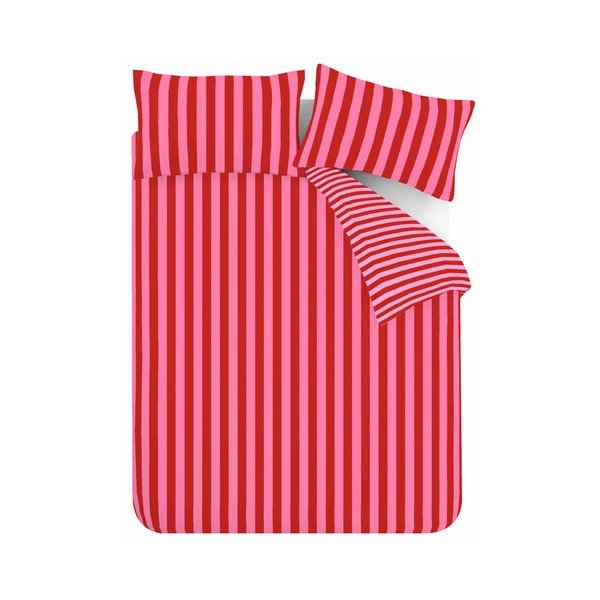 Piros-rózsaszín kétszemélyes háromrészes ágyneműhuzat 200x200 cm Stripe Tease – Sassy B