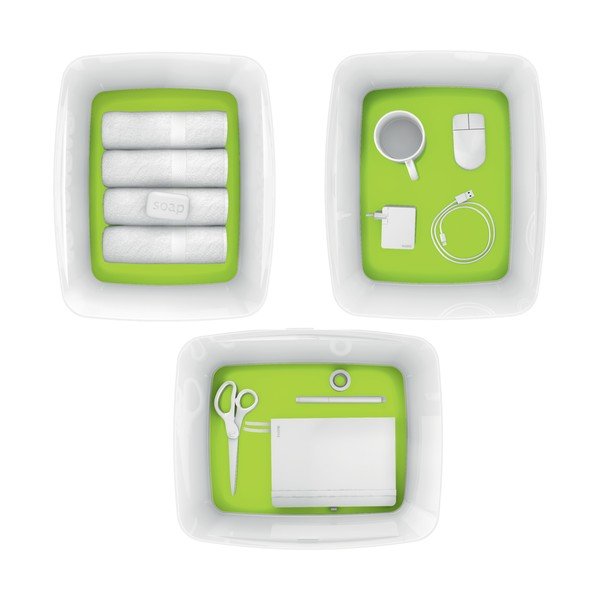 Office fehér-zöld fedeles tárolódoboz, térfogat 18 l MyBox - Leitz-image-2