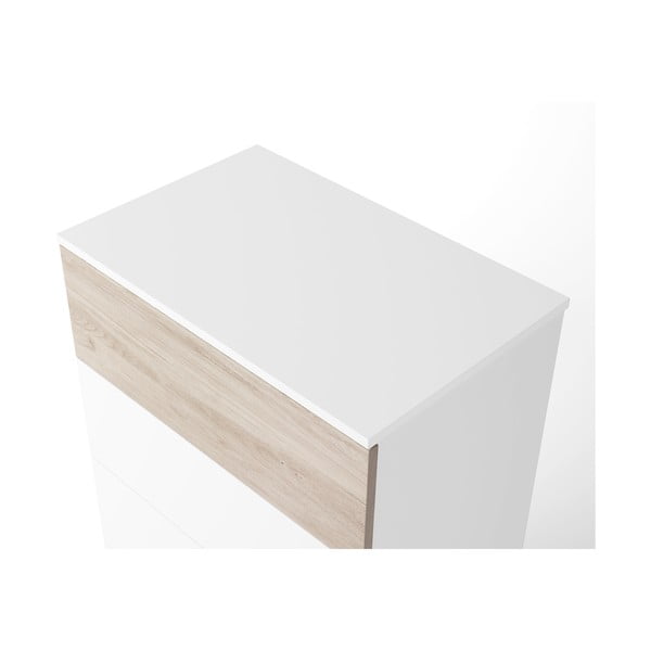 Fehér magas komód tölgyfa dekorral 62x111 cm Sahara - Marckeric-image-4