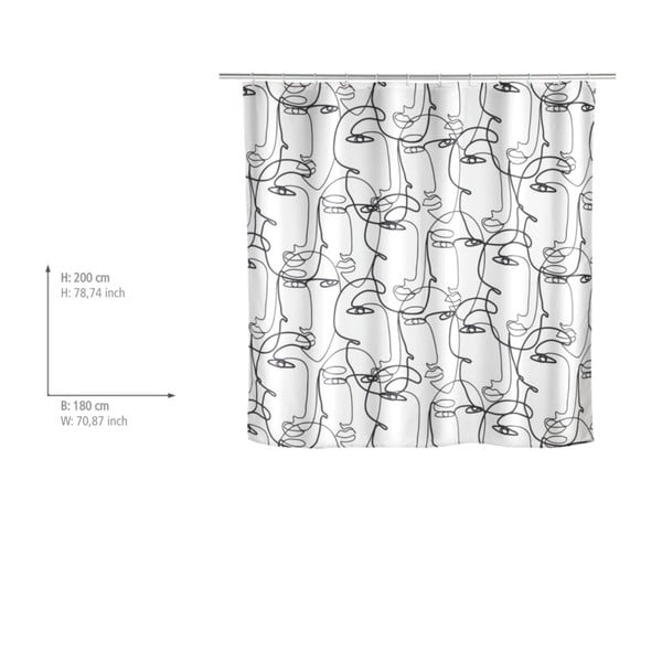 Faces fekete-fehér zuhanyfüggöny - Wenko-image-1