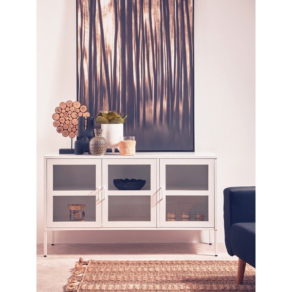 Fehér acél tálalószekrény 140x80x45 cm Acier – Premier Housewares-image-1