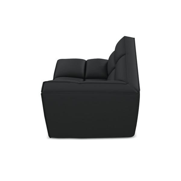 Fekete bőrutánzat kanapé modul Kalai – Makamii-image-3