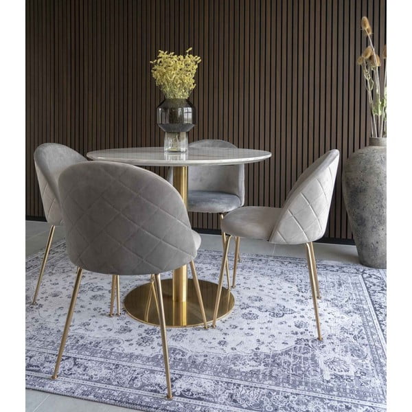 Kerek étkezőasztal márvány dekoros asztallappal ø 90 cm Bolzano – House Nordic-image-1