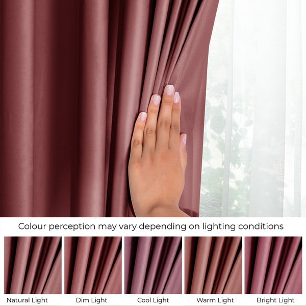 Rózsaszín bársony dimout (részleges sötétítő) függöny 140x270 cm Eyelets – Restilo-image-4