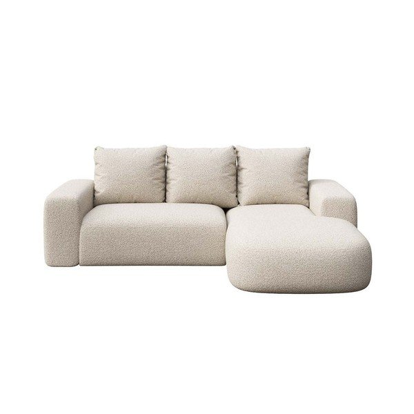 Bézs buklé sarokkanapé (jobb oldali-heverő résszel) Monce – Rodier